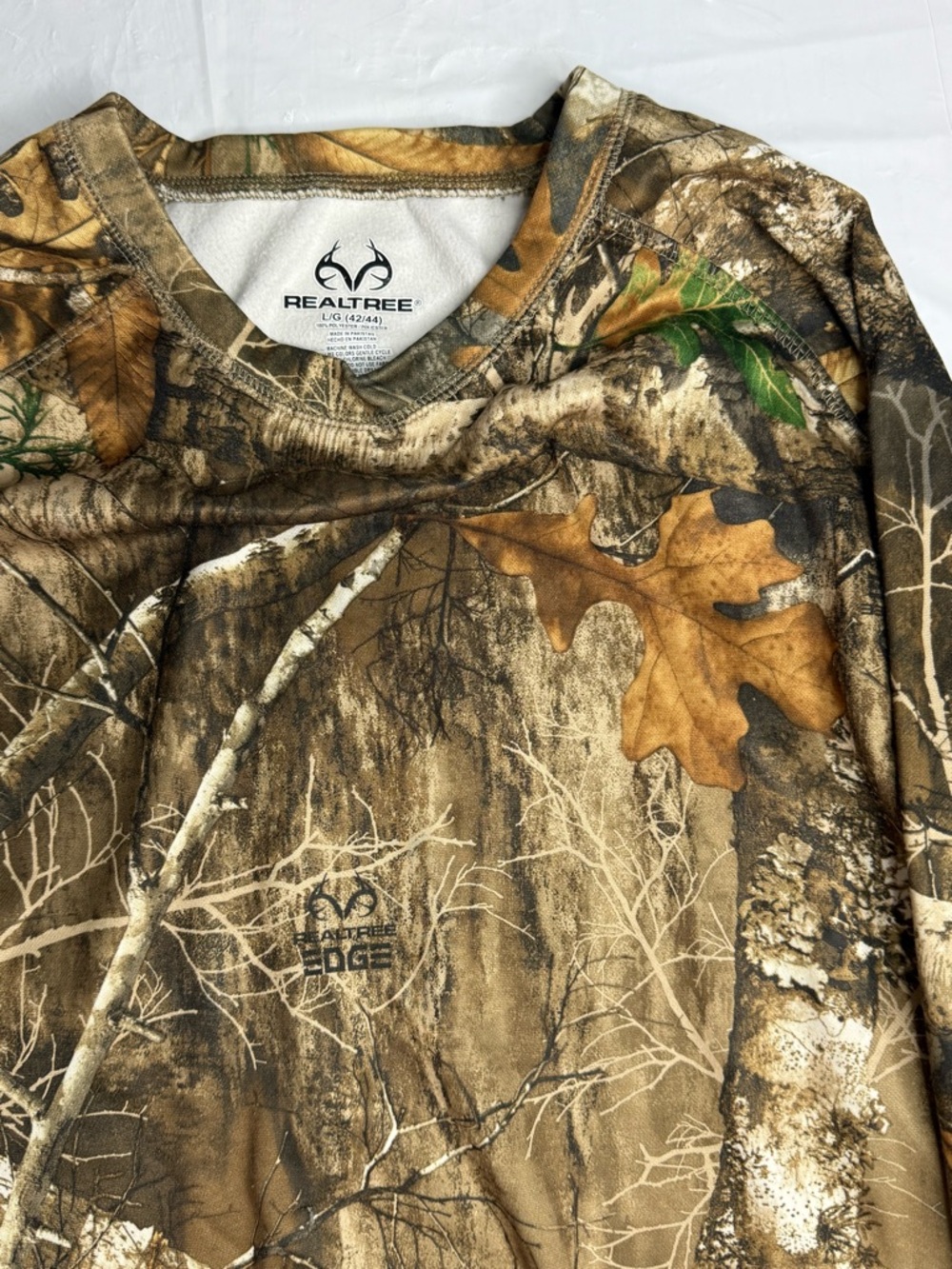Realtree Camo Long Sleeve Shirt Mens Large Brown Hunting Performance
